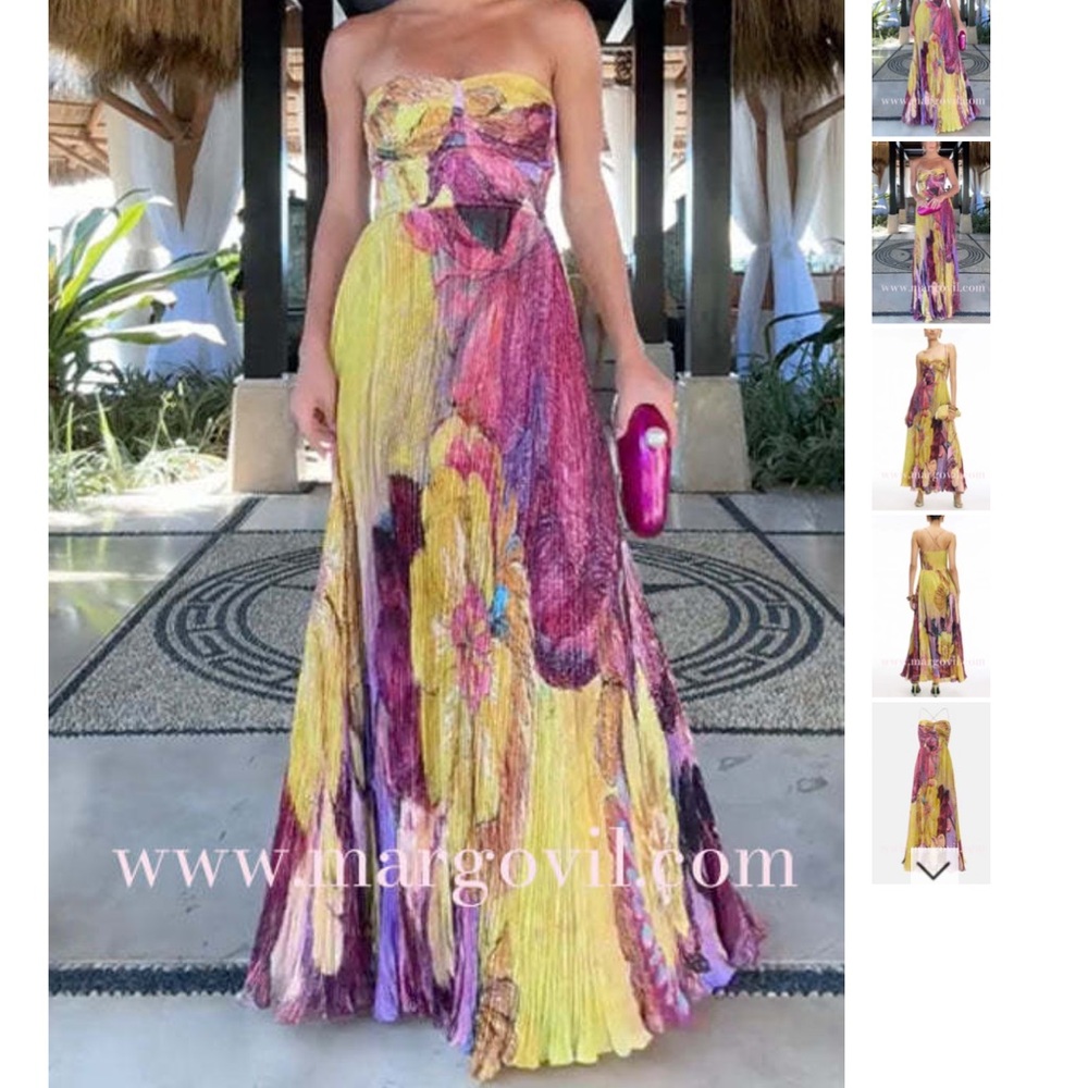 Elegant Strapless Floral Maxi Dress
